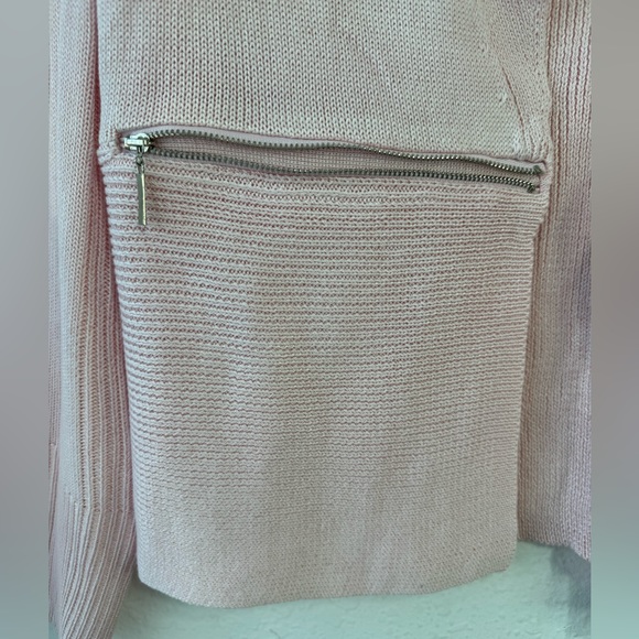CARMEN MARC VALVO NWT Women’s Light Pink Sweater Cardigan XL Zipper Faux Pocket - Picture 10 of 15